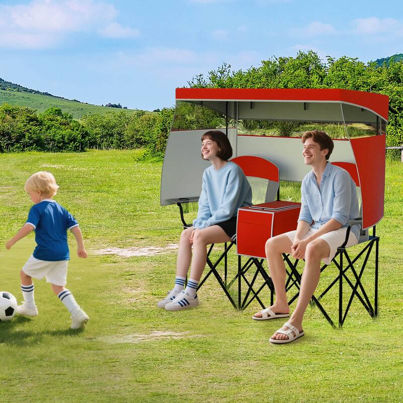 Costway Double Beach Chair with Adjustable Canopy Oversized Folding