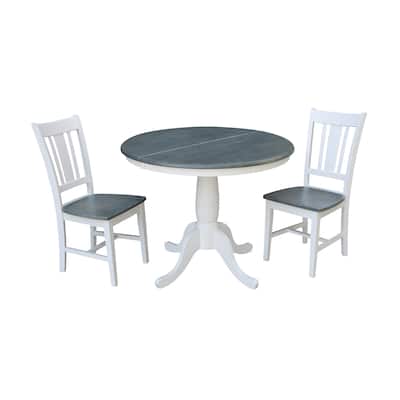 36" Round Extension Dining Table With 2 San Remo Chairs - Set of 3 Pieces
