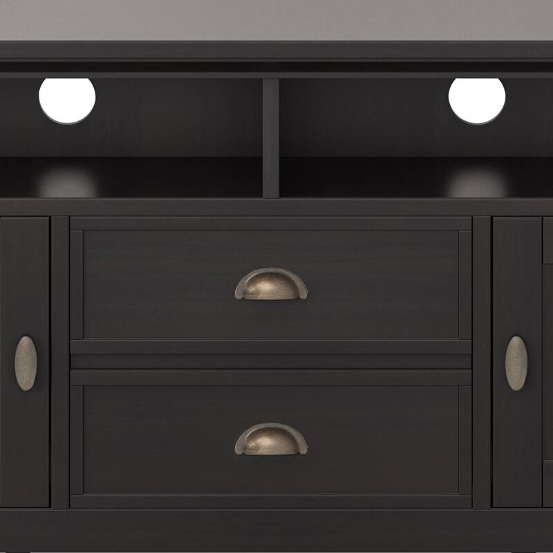 WYNDENHALL Mansfield SOLID WOOD 72 inch Wide Transitional TV Media Stand For TVs up to 80 inches - 72'' W x 16.5'' D x 26'' H