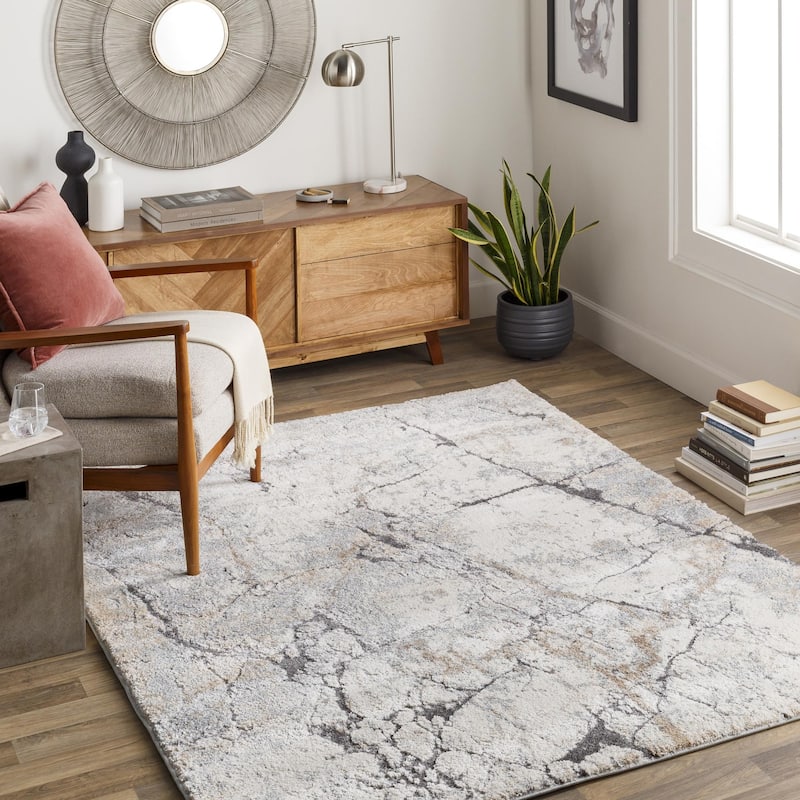 Livabliss Tuscany Industrial Abstract Area Rug - Grey/Tan - 2' x 2' 11"