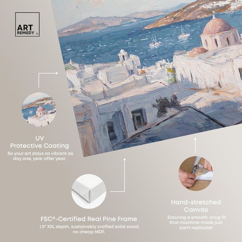 Early Morning Greece Canvas by Art Remedy, Gallery Wrapped