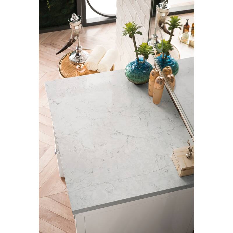 James Martin Vanities Athens 30" Countertop Unit (Makeup Counter), Glossy White - Eternal Jasmine Pearl Quartz