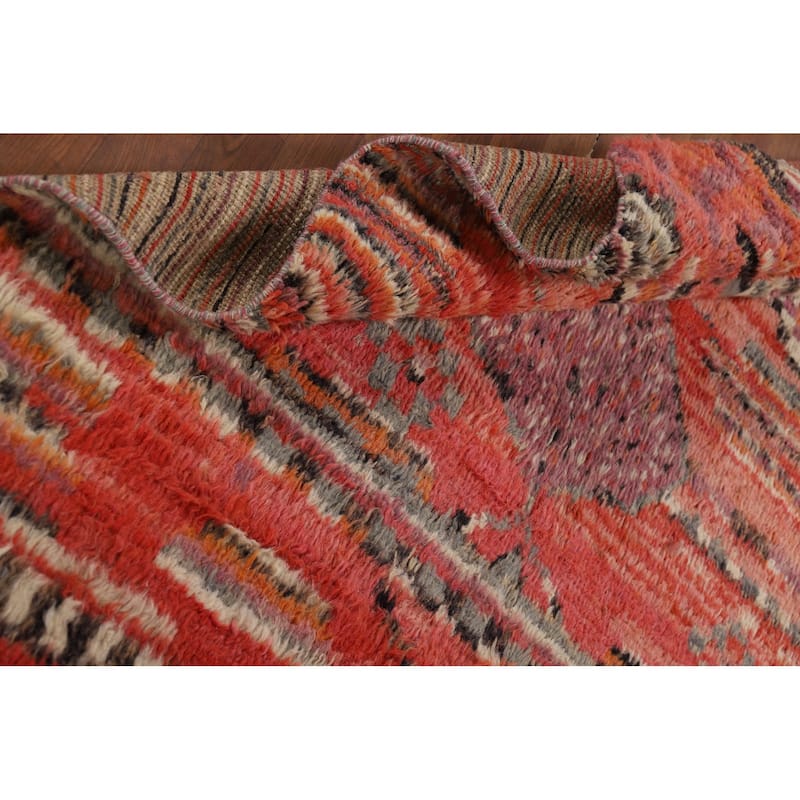 Tribal / Geometric Moroccan Area Rug Hand-Knotted Wool Carpet - 5'6" x 8'6"