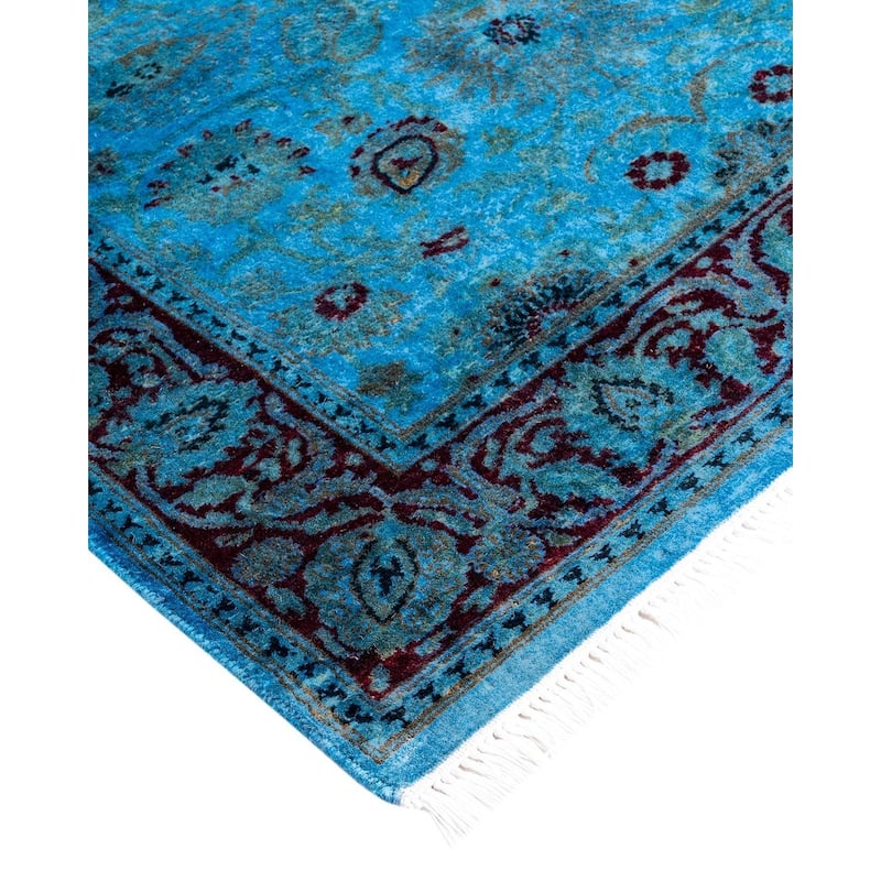 Fine Vibrance One-of-a-Kind Hand-Knotted Runner Rug - Blue, 2' 6" x 11' 1" - 2' 6" x 11' 1"