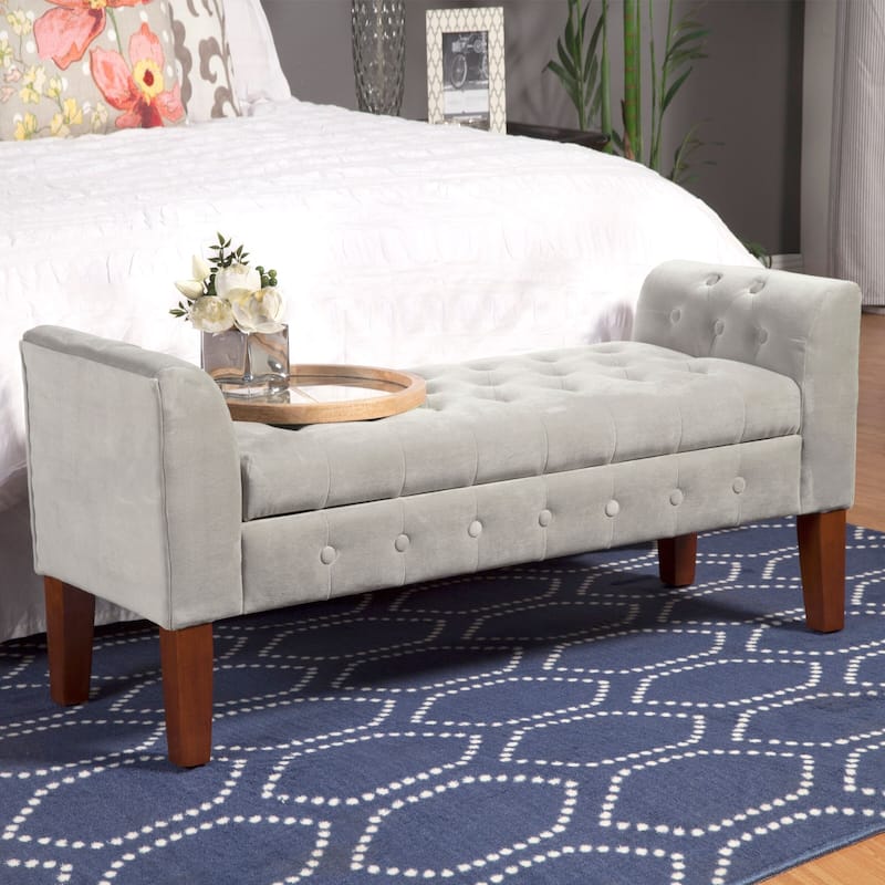 Copper Grove ArumDove Grey Velvet Settee-style Storage Bench