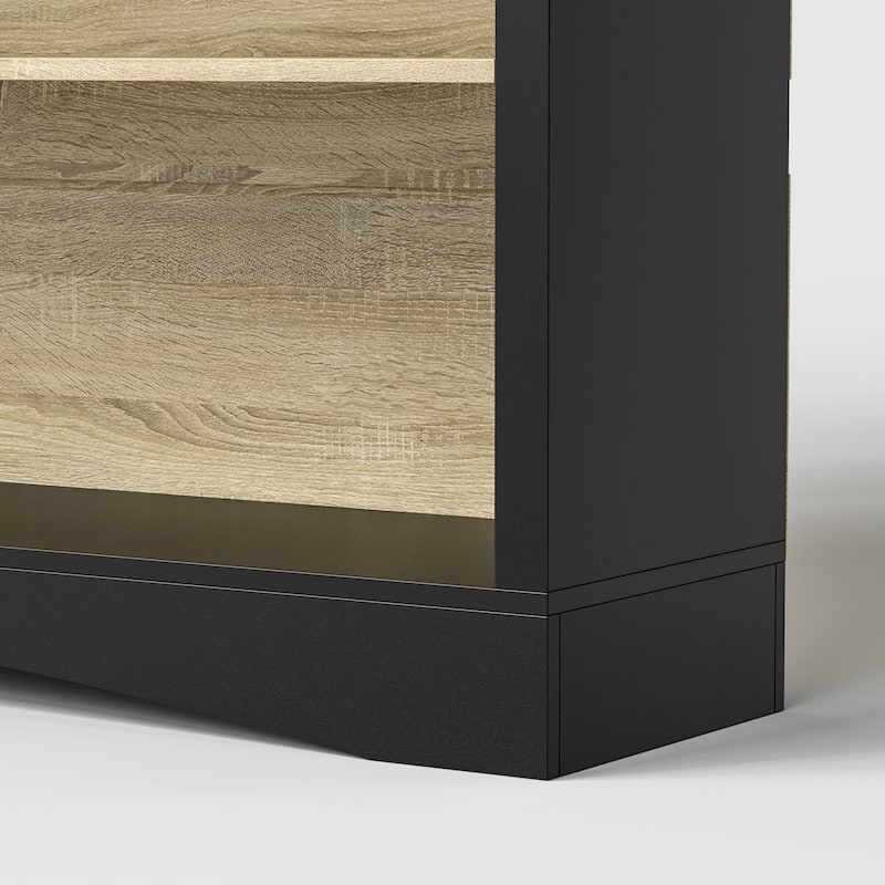 65" Tall Bookshelf with Drawers, Extra-Wide Storage Shelf Unit, Adjustable Wood Bookcase, Modern Display Cabinet