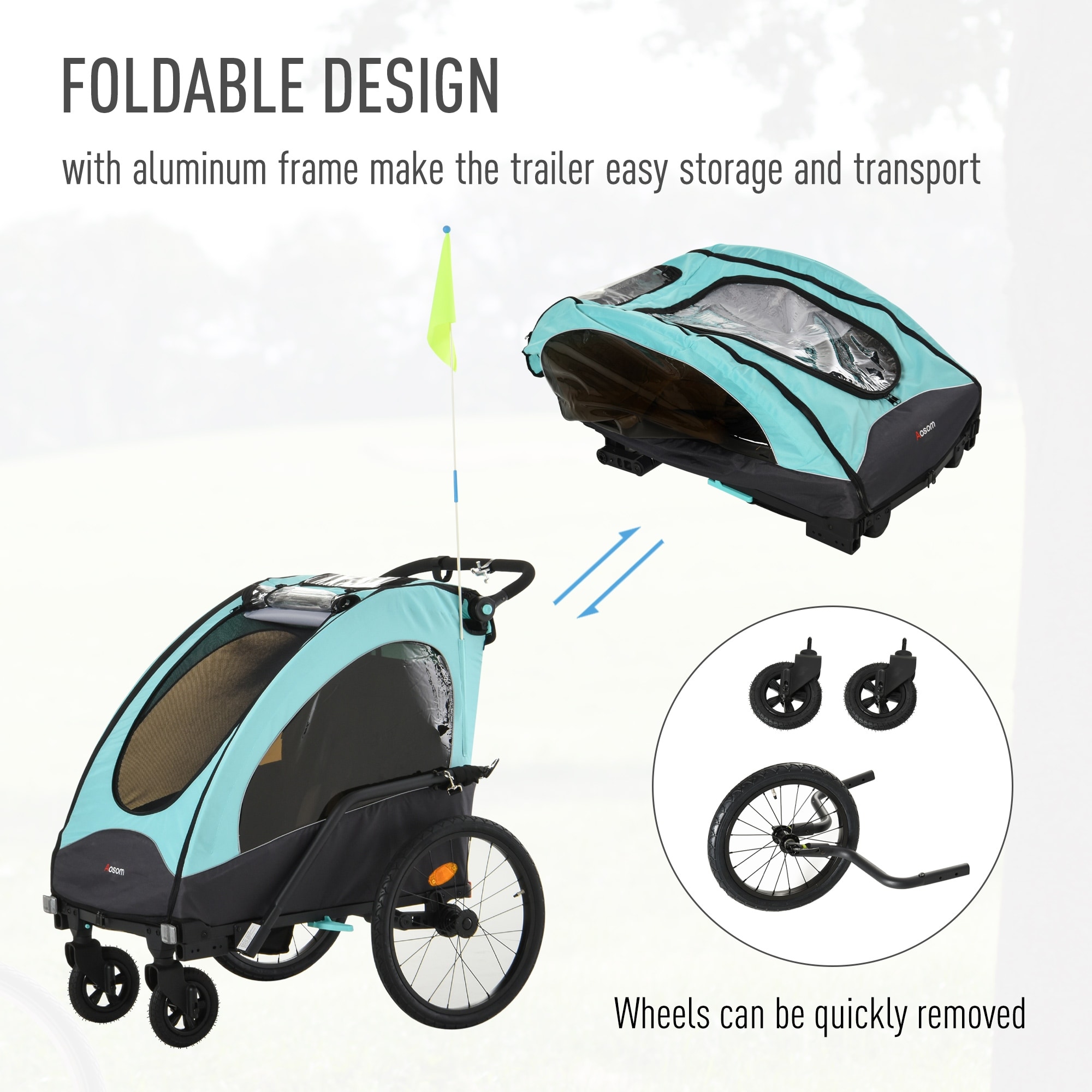 Folding bike sale trailer child