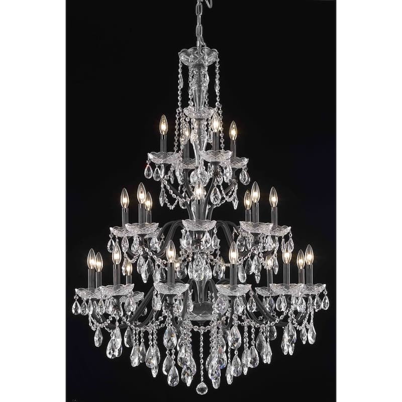 Fleur Illumination Collection Chandelier D:36in H:49in Lt:24 Dark Bronze Finish - Dark bronze/royal cut crystals