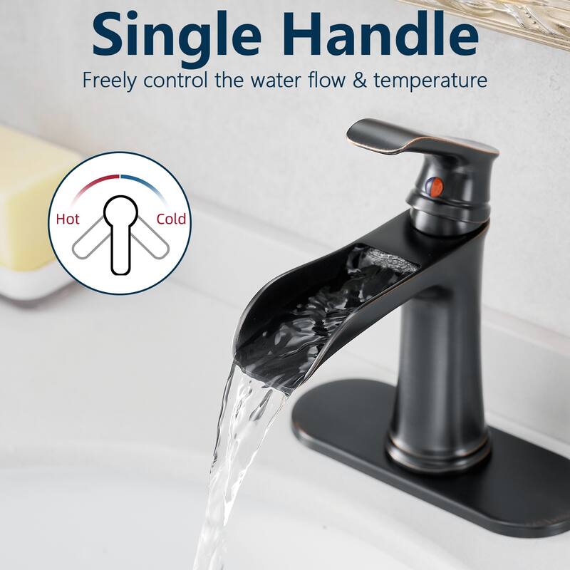 Topcraft Single Handle Waterfall Bathroom Faucet with Baseplate