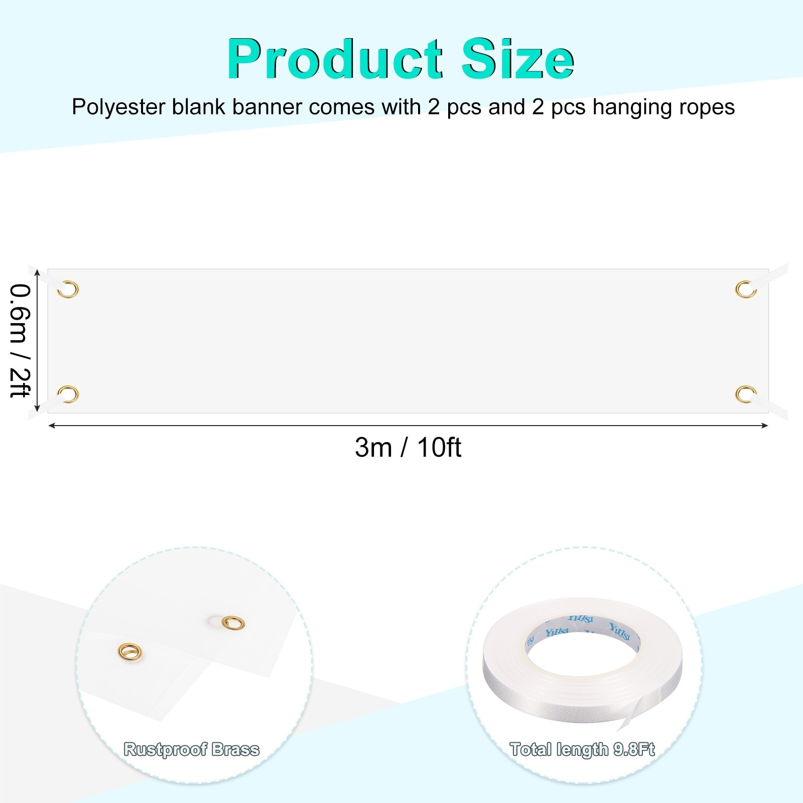 Large Black Blank Banner and Signs 2 x 4 Feet, 2 Set Sublimation Banners