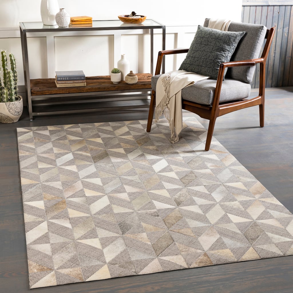 Surya Medina Modern Hair-on-hide Leather Area Rug