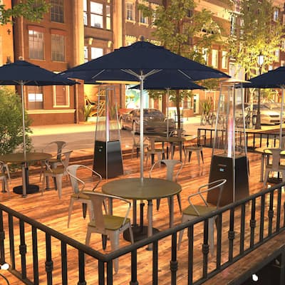 California Umbrella 7.5' Rd. Aluminum Frame, Fiberglass Rib Market Umbrella, Push Open,Anodized Silver Finish, Olefin Fabric