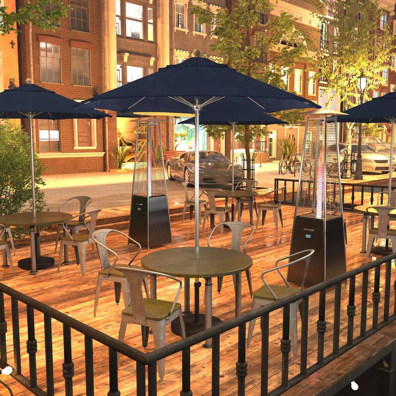 California Umbrella 75' Venture Series Patio Umbrella, Silver Aluminum Pole Fiberglass Ribs Push Lift, Olefin - Navy Blue