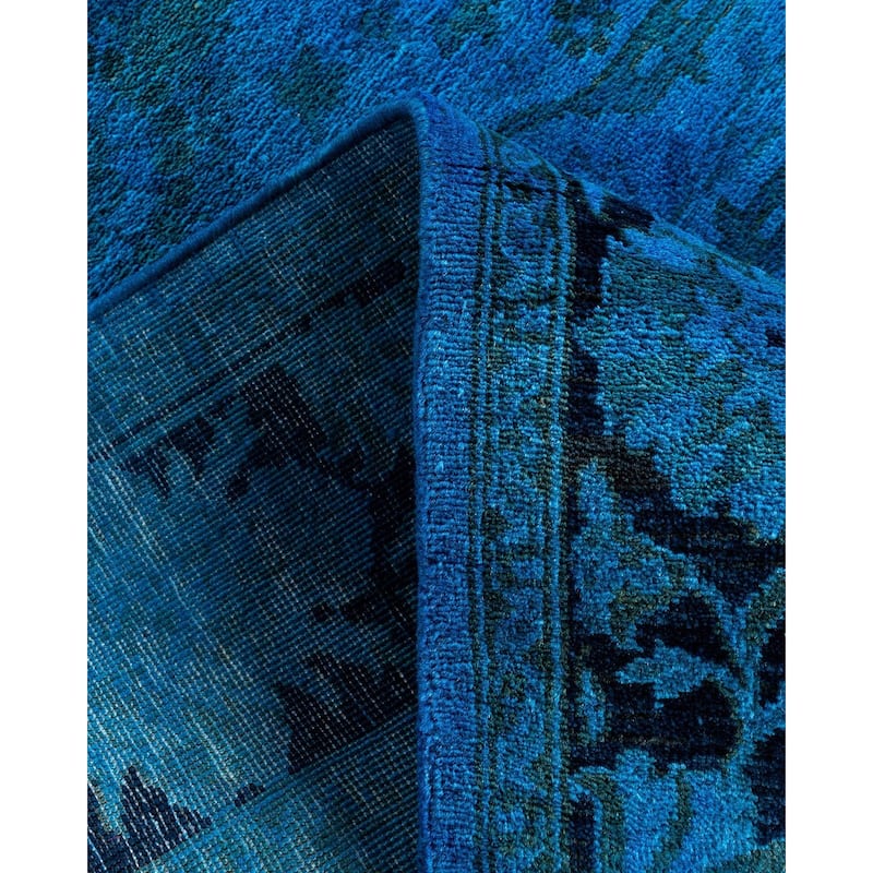 Vibrance One-of-a-Kind Hand-Knotted Runner Rug - Blue, 3' 2" x 11' 10" - 3' 2" x 11' 10"