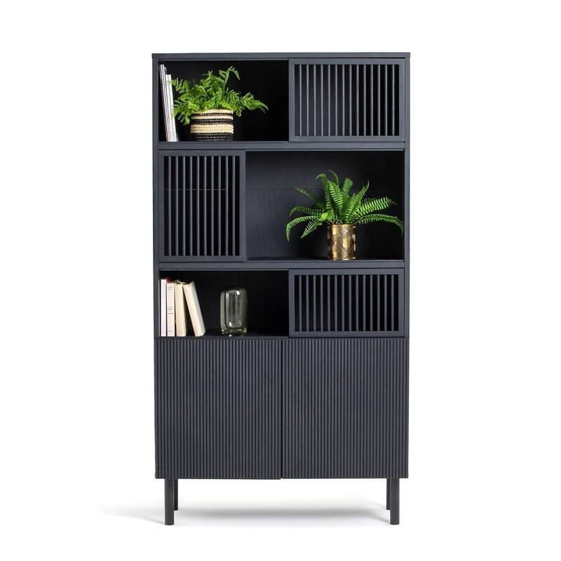 Bilbao Oak/Black Storage Bookcase
