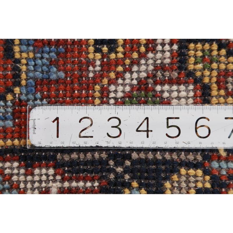 Hand Knotted Oriental 100% Wool Carpet Traditional Geometric Oranges & Rust Heriz (serapi) Runner Rug - 9' 9'' X 2' 6''