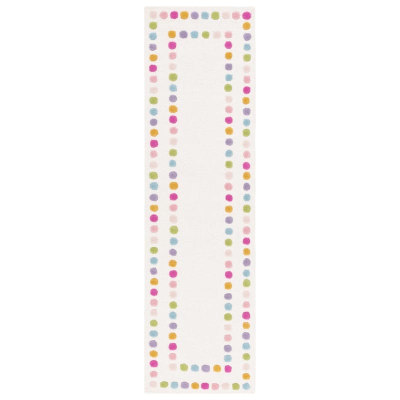 SAFAVIEH Handmade Kids Destini Dots Wool Rug - 2'3" x 8' Runner - Ivory/Pink