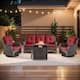 Option Brown Wicker Red Cushion