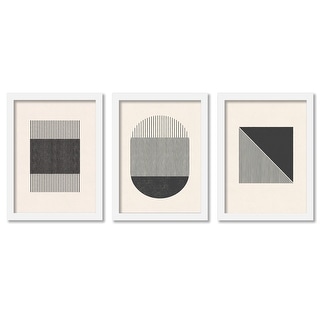 Woodblock Shapes And Line Roseanne Kenny Abstract 2 - 3 Piece Framed ...