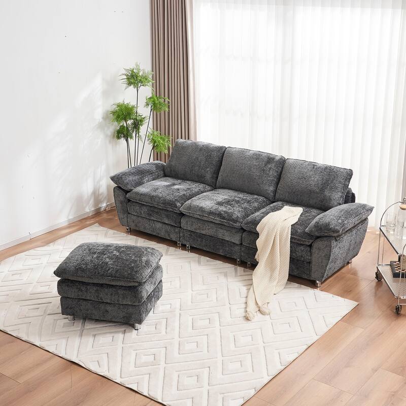 Modern Upholstered Polyester Sleeper Sofa with Ottoman