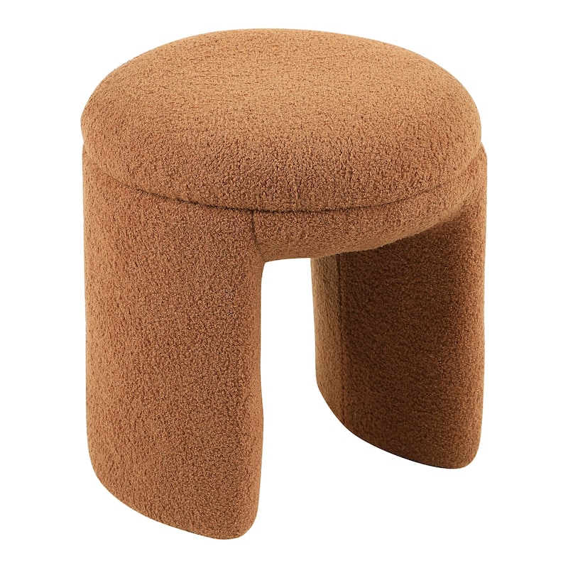 24/7 Shop At Home Modern U-Shaped Boucle Upholstered Ottoman