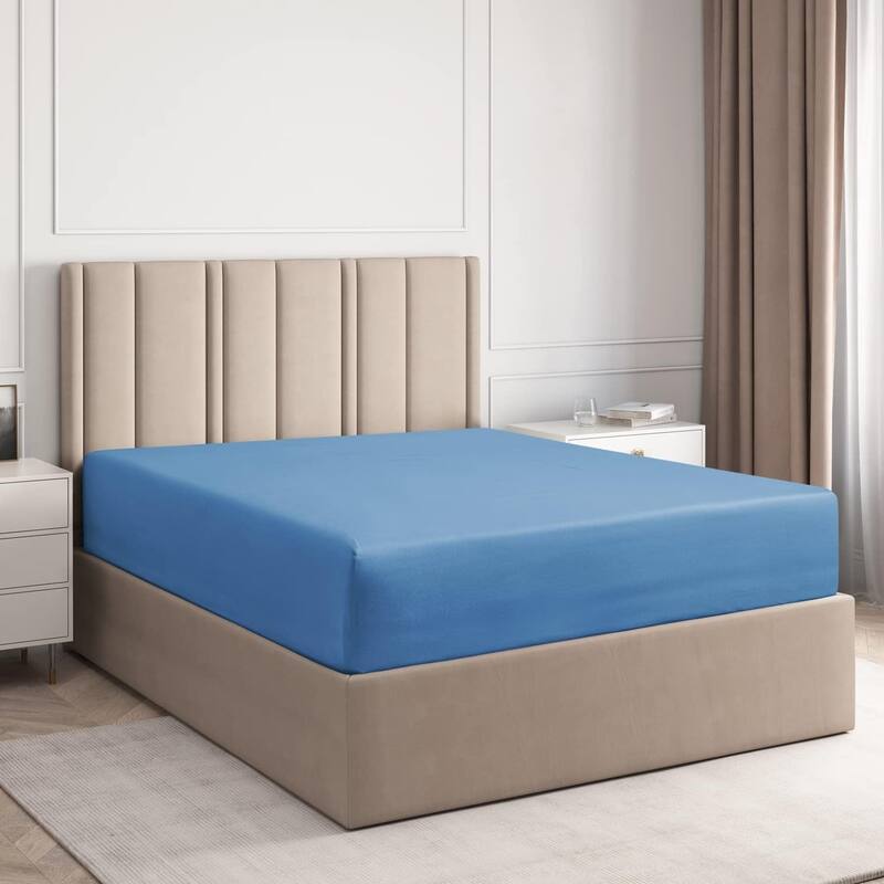CGK Linens Microfiber 8" - 16" Deep Pocket Soft Fitted Sheet - Twin - Denim Blue