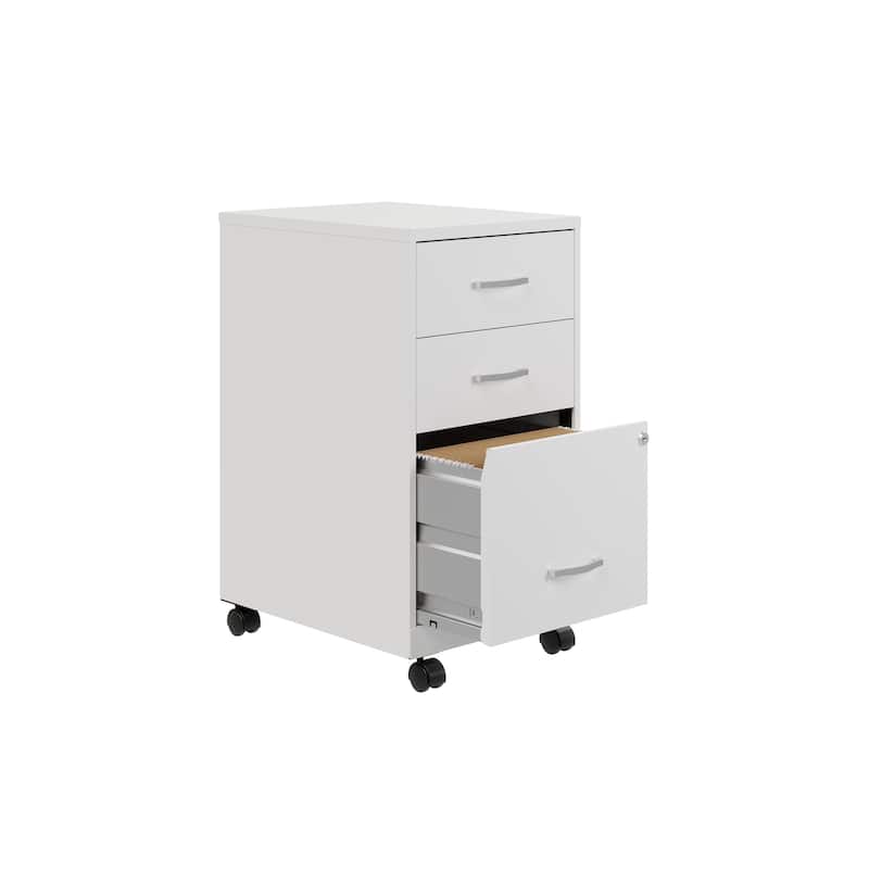 Space Solutions 18"Deep 3 Drawer Mobile Organizer Metal Cabinet, Black