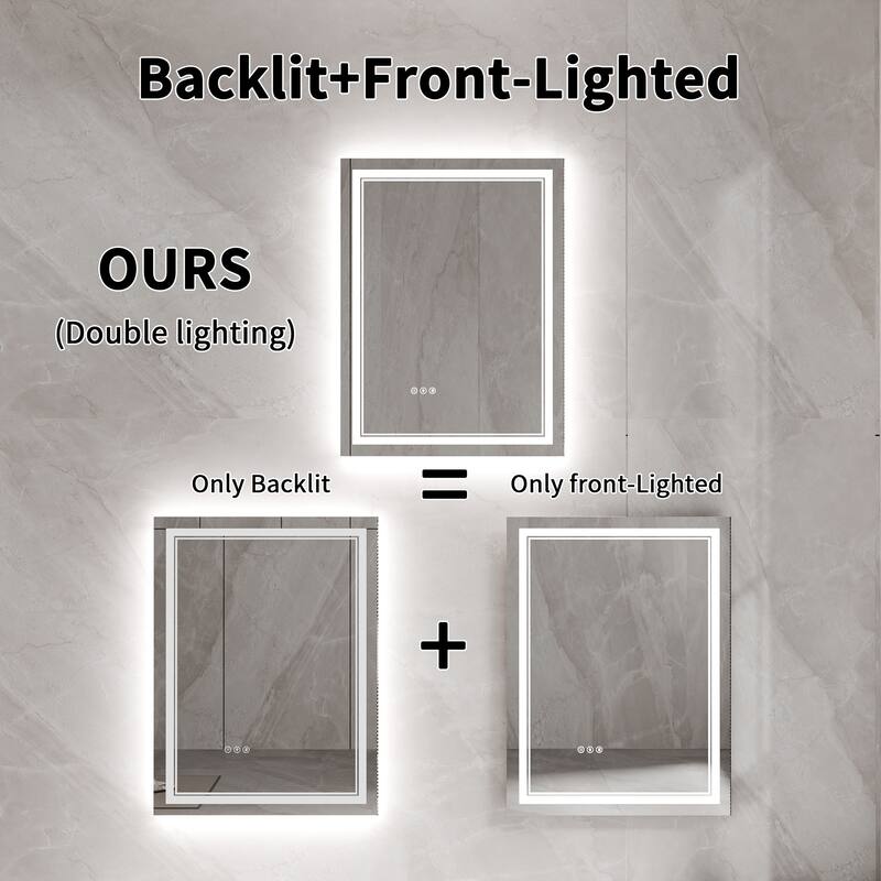 Modland Small Size LED Bathroom Mirror Back & Front Lighted Anti-Fog