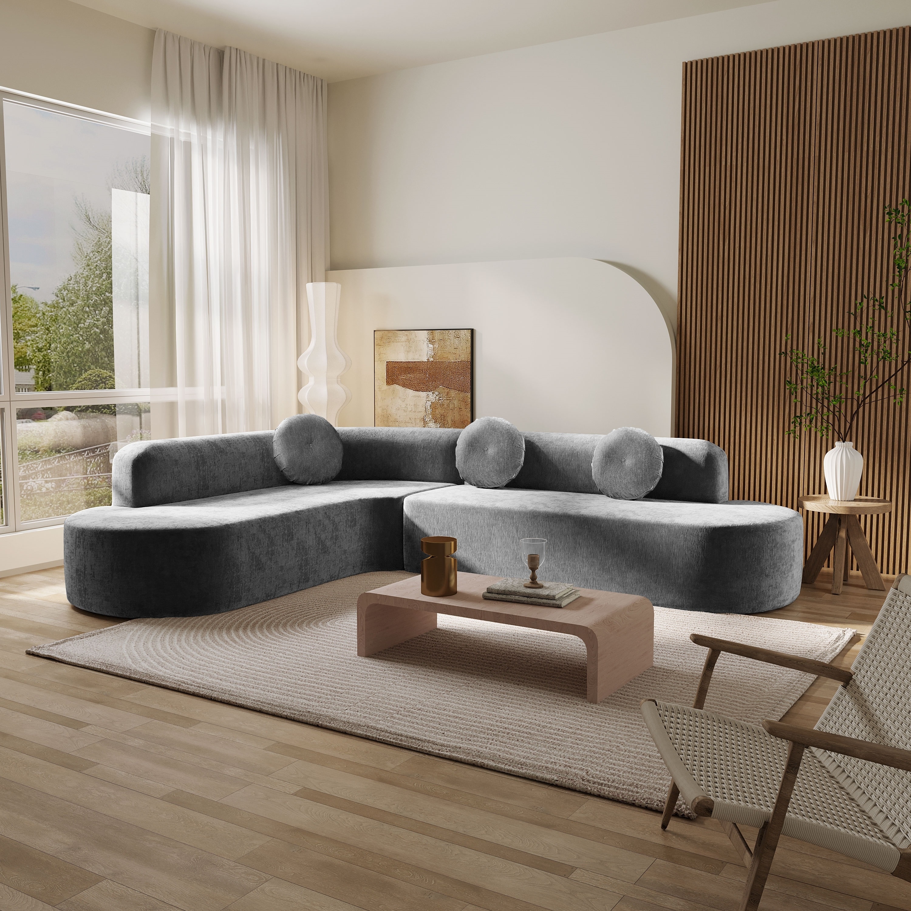 Christopher Knight Home - Mirod 122'' Extra Large Sectional Sofa with Elegant Curved Design and Plush Round Cushions