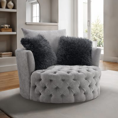 Furniture of America Arven Modern 45-inch Fabric Button Tufted Swivel Accent Chair