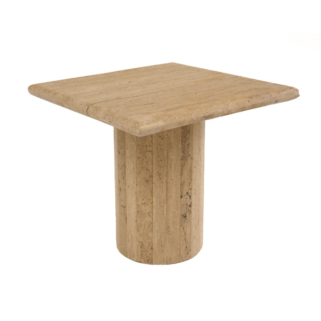 Modrest Fletcher Modern Travertine Marble 15" Tall End Table