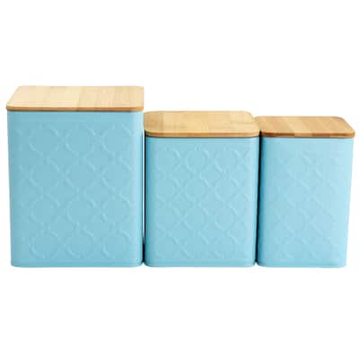 MegaChef 3 Piece Square Iron Canister Set