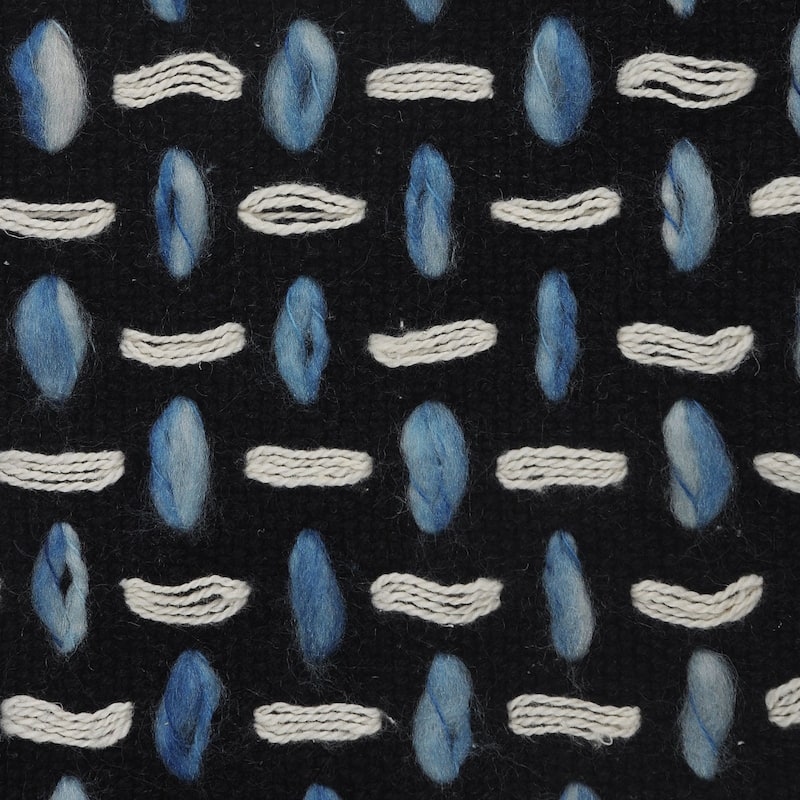 20" Black and Blue Interwoven Square Throw Pillow