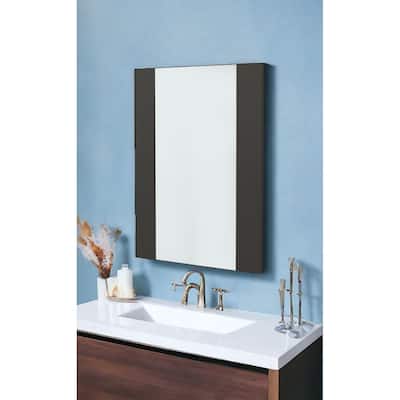 HomeRoots 24" Black Wood Framed Bathroom Vanity Mirror - 17.7' X '23.62' X '0.7