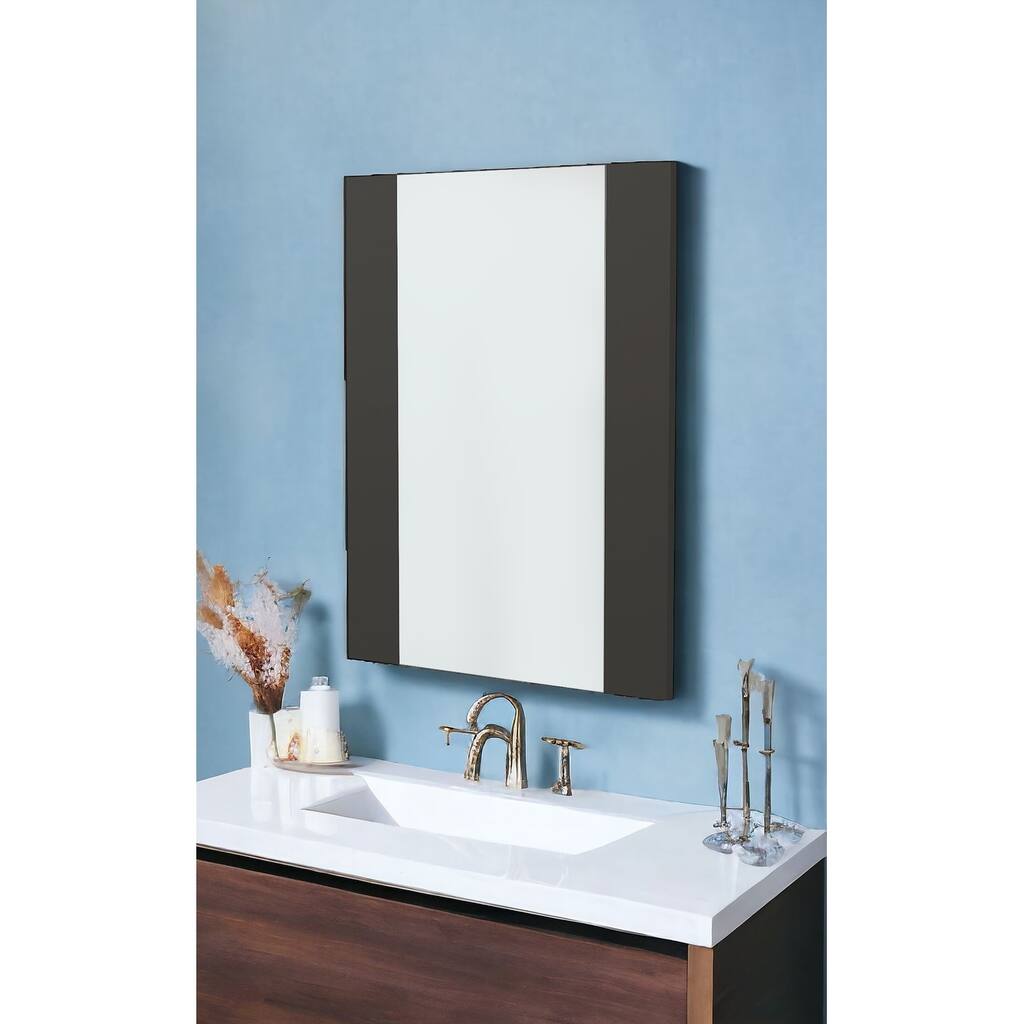 HomeRoots 24" Black Wood Framed Bathroom Vanity Mirror - 17.7' X '23.62' X '0.7