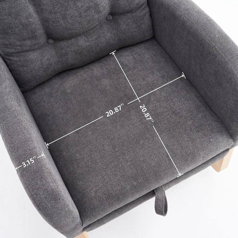 High-Back Rocking Chair with Footrest and Storage Pocket (Rubber Wood Base)