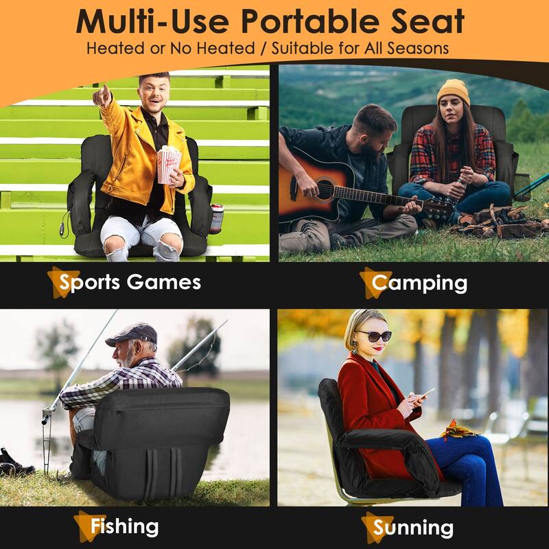 25 Inch Heated Stadium Seats for Bleachers Portable Bleacher Seat Foldable Stadium Chair