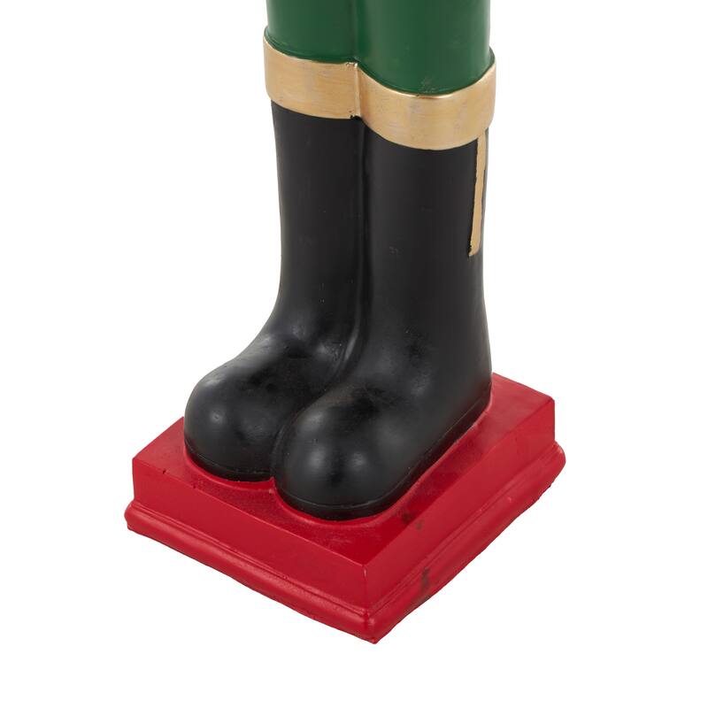 Fiberglass Dog Tall Soldier Nutcracker Christmas Sculpture with LED Light Snow Globe - Red - Roche River Decor
