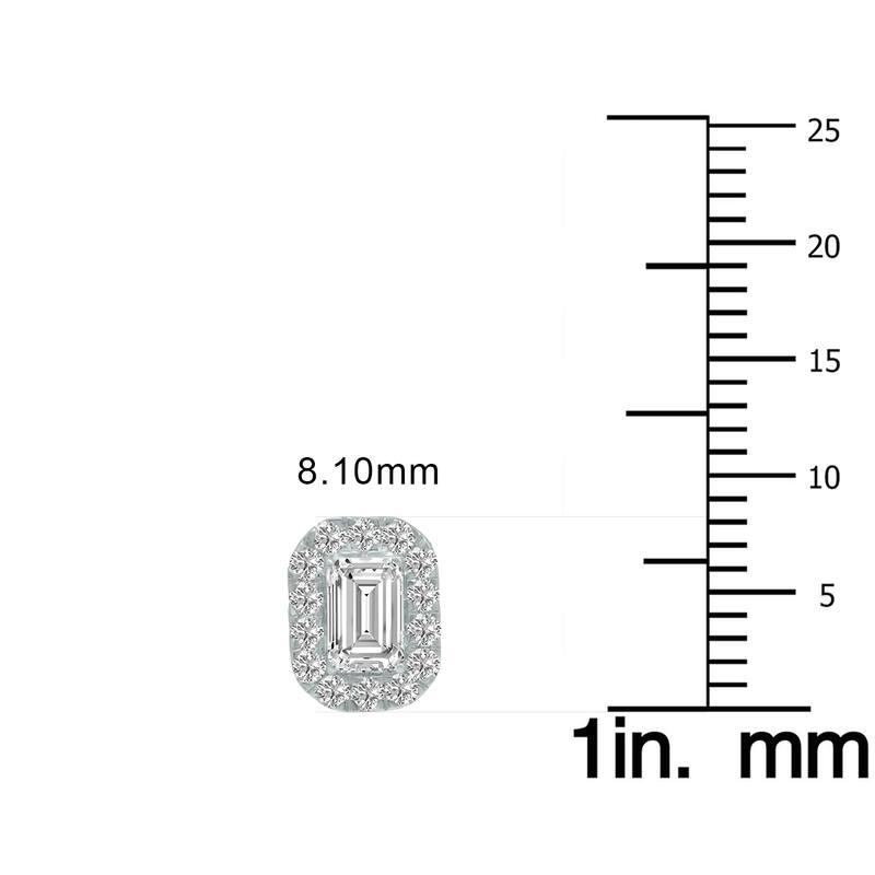Marquee 1 Carat TW Emerald Cut Lab Grown Diamond Halo Earrings in 14K White Gold