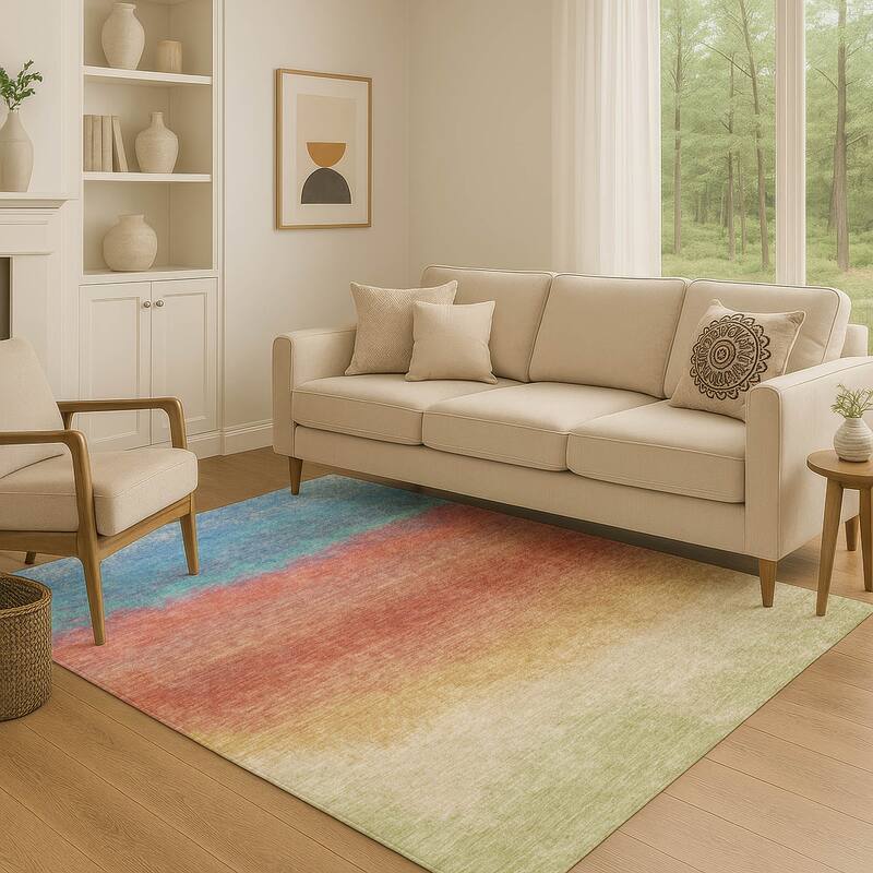 Premium Washable Super Soft Abstract Ombre Mayfield Rug - Coral - 8' x 10'