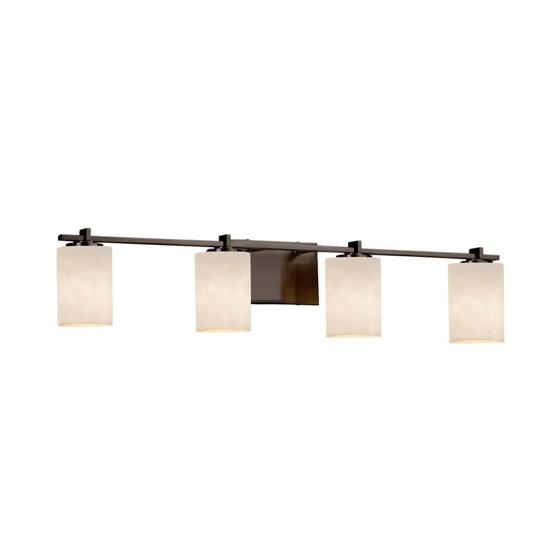 Justice Design Clouds Era 4-light Dark Bronze Bath Bar, Clouds Cylinder - Flat Rim Shade