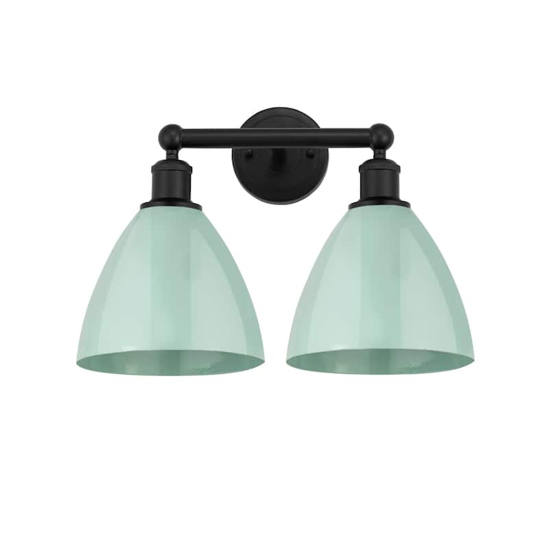 Innovations Lighting 616-2W-12-17 Plymouth Vanity Plymouth Dome 2 - Matte Black / Seafoam