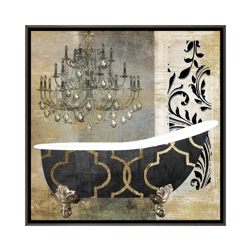 iCanvas "Paris Bath II" by Color Bakery Framed - Charcoal - 18x18