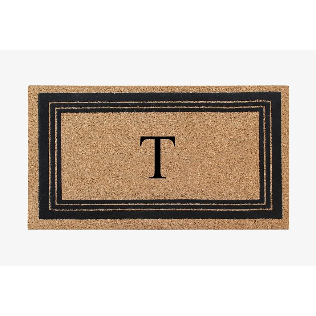 A1 Home Collections Natural Coir Monogrammed Entrance Door Mats Flock Doormat 24"X39"