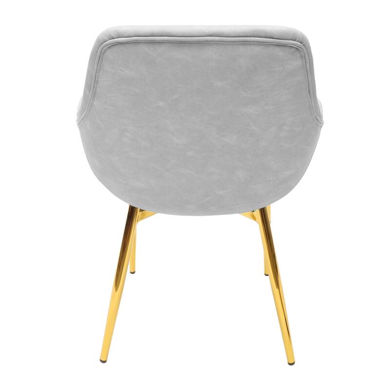 Markley Modern Leather Dining Armchair Set of 4 With Gold Metal Legs Accent Side Chair