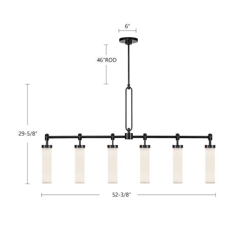 Alora Lighting LP355652 Wynwood 6 Light 52" Wide Linear Pendant
