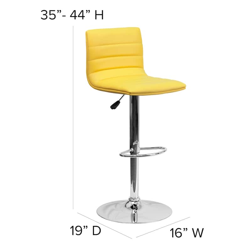 Modern Vinyl Stitch Back Adjustable Height Barstool - 16"W x 19"D x 35" - 44"H