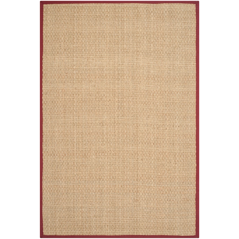 SAFAVIEH Natural Fiber Zymryd Basketweave Seagrass Rug - 6' x 9' - Natural/Burgundy Red