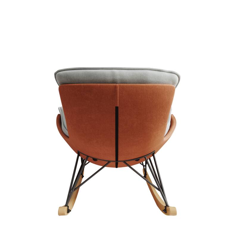 Lazy Rocking Chair with Detachable Cushion, Single Sofa Chair with Solid Wood Base, Glider Rocker with High Back