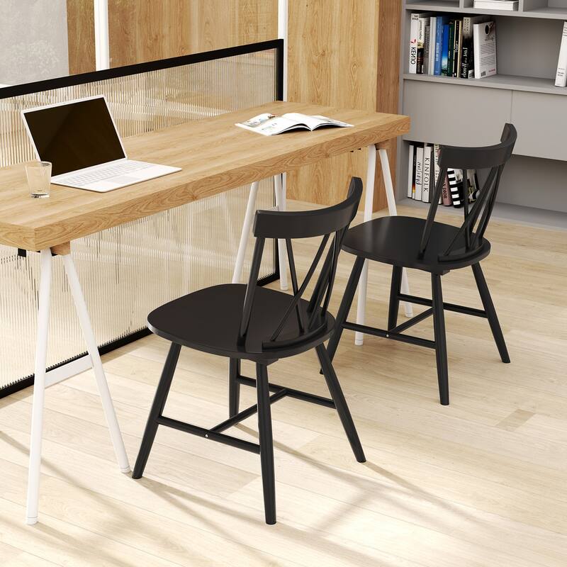 Costway Dining Chairs Set of 2/4 Farmhouse Kitchen Chair with Rubber